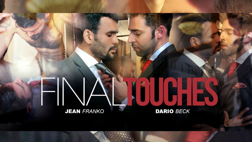 Dario Beck helps Jean Franko with his tie in “Final Touches” from Men at Play